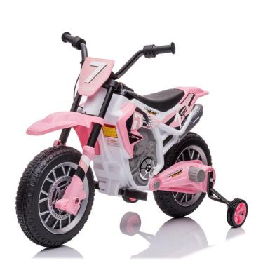 Imagem de Moto Elétrica Infantil com 2 Velocidades e Rodas de Treinamento, 12V, Aokoy, Rosa