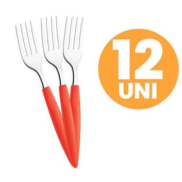 Imagem de Kit Jogo Conjunto 12 Garfos Leme Vermelho Tramontina