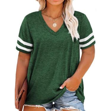 Imagem de Blusa túnica Happy Sailed Plus Size feminina com decote em V verde