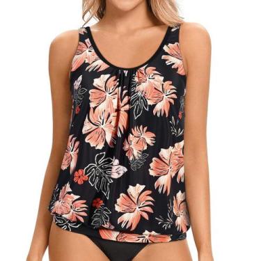 Imagem de Blusa Tankini Yonique, blusa feminina, folgada, rosa e floral