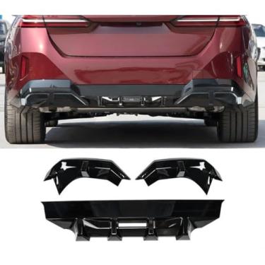 Imagem de 3 peças para para-choque traseiro do carro, spoiler, difusor de lábios, peça de modificação compatível com 5 Series i5 2024-2025 capa de proteção de para-choque acessórios para carro (preto brilhante)