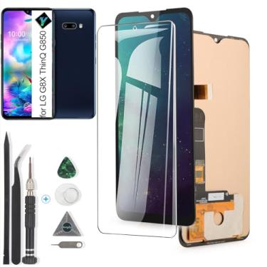 Imagem de AMOLED LCD para LG G8X ThinQ G850 Conjunto de digitalizador de tela LCD sensível ao toque para LG V50S ThinQ LM-V510N (preto com sensor de impressão digital)