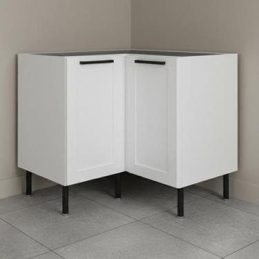 Imagem de Balcão Canto em L 90cm em Mdf com 2 Portas e 2 Prateleiras Cz - Tecno 