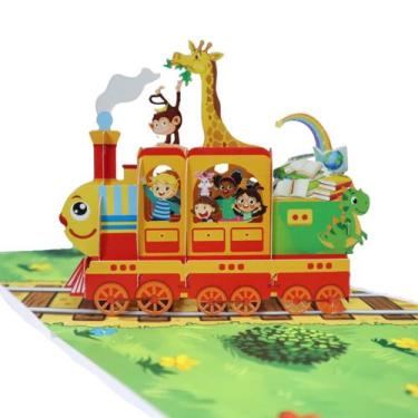 Imagem de Cartão comemorativo CUTE POPUP Back to School 3D Pop Up Safari Train