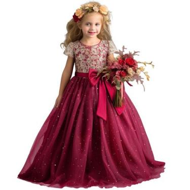 Imagem de Vestido TTYAOVO Girl Flower Wedding Princess Lace Gown Tamanho 110
