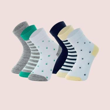 Imagem de Kit 6 Pares De Meias Mash Cano Médio Infantil Para Crianças Modelo Est