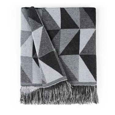 Imagem de Manta Jacquard Misto com Franja 1,40 x 2,20 Dallas Preto - Home Fernan