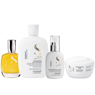 Imagem de Kit Alfaparf Semi Di Lino Diamond - Shampoo 250ml + Máscara 200ml + Fl