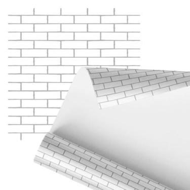 Imagem de Papel De Parede Adesivo Tijolo Branco Cimento 2,80m - PlimShop