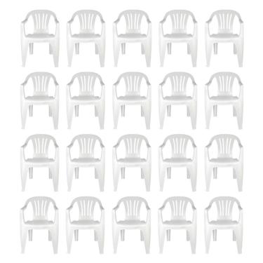 Imagem de Kit 20 Cadeiras Poltrona Plástica Empilhavel Reforçada 182kg Mor