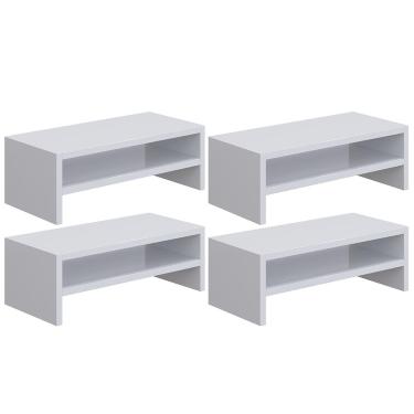 Imagem de Kit 04 Suportes Stand Para Monitores Mesa Escritório Home Office Lap L03 Branco - Lyam Decor