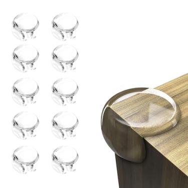 Imagem de 10 peças de protetores de canto de silicone transparente - Para-choques de segurança de borda de móveis redondos, capas de canto de mesa e janela