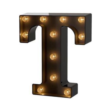 Imagem de Letreiro com letras de letreiro preto iluminado, letreiro de LED para luz noturna, aniversário, festa de casamento, bar, Natal, Halloween, quarto, decoração T