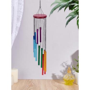 Imagem de 1 pingente de sino de vento de tubo de alumínio colorido, 57,3 cm, vermelho, azul, verde, roxo, sinos vintage feitos à mão, sinos para decoração de jardim interno e externo