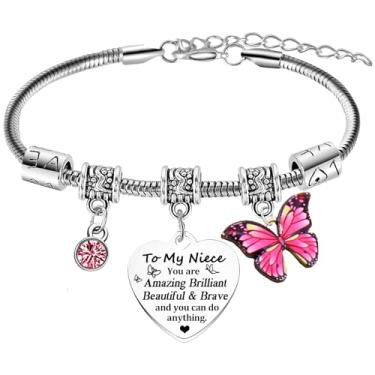 Imagem de Pulseira inspiradora To My Niece para sobrinha, presentes de aniversário, presente de incentivo da tia tio, one size, Aço inoxidável, Sem Pedra Preciosa