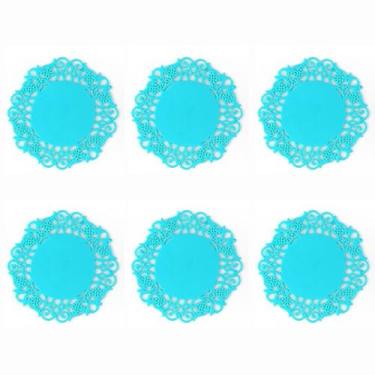 Imagem de Conjunto de 6 porta-copos de silicone - tapetes de mesa impermeáveis e resistentes ao calor, design de renda antiderrapante para balcão de cozinha, protetor de porta-copos de limpeza