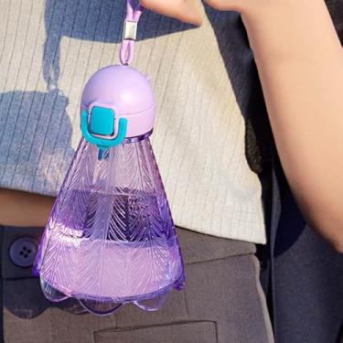 Imagem de Garrafa de água badminton à prova de vazamento portátil criativo copo de plástico transparente fofo 300 ml copo de bebida fitness (roxo)