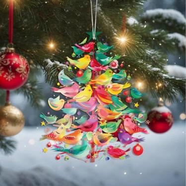 Imagem de Enfeites de Natal para pendurar em cristal, enfeites de árvore de Natal feitos à mão, decoração de carro e casa - Presentes de Natal, decoração de artesanato em acrílico, ideias de troca de presentes