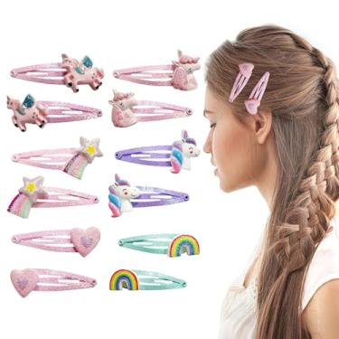 Imagem de 12 clipes de cabelo multicoloridos, clipes de cabelo de unicórnio para mulheres, clipes de cabelo femininos, clipes de cabelo femininos, clipes de desenho animado, clipes de cabelo femininos.