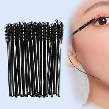 Imagem de 50 pincéis descartáveis de cílios pretos para sobrancelha, extensão de cílios e maquiagem, preto
