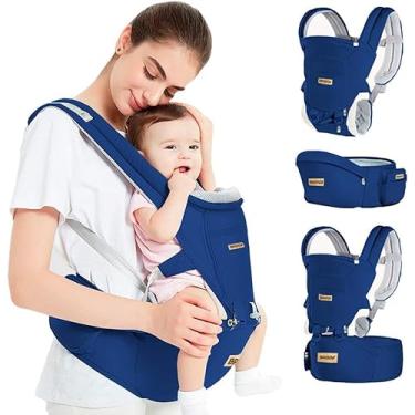 Imagem de Mochilas Canguru Portador Ergonômico Carregador De Bebê 3 Em 1 Para 0-36 Meses (Azul Marinho)