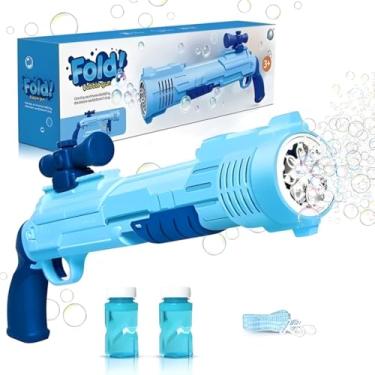 Imagem de Máquina Lança Bolhas de Sabão Premium com 8 Saídas Automática – Brinquedo Pistola de Sabão Infantil + 2 Refis, Ideal para Praia, Piscina e Presentear – Diversão Infinita para Meninos e Meninas (Azul)