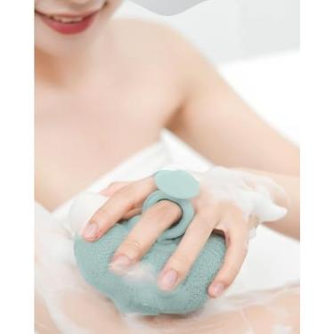 Imagem de Bolas de banho macias com ventosa de girassol – Esponja de chuveiro fácil de limpar e escova de massagem de malha para limpeza profunda e relaxamento (verde claro)