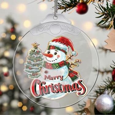 Imagem de Enfeites de Natal, boneco de neve, cristal pendurado, enfeites de árvore de Natal feitos à mão, decoração de carro e casa - presentes de Natal, decoração de artesanato em acrílico, ideias de troca de