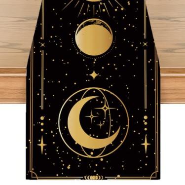 Imagem de Astrologia Lua mágica arte corredor de mesa vintage astrologia ouija tabuleiro tarô decoração de cozinha gótica mística decoração de mesa de jantar para decoração de festa em casa 33 x 182 centímetros