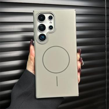 Imagem de HJZSZX Capa protetora para Samsung S23FE, capa protetora rígida de PC fosca de luxo à prova de choque, capa magnética para carregamento sem fio (para Sam S23FE/Titanium BX FG)