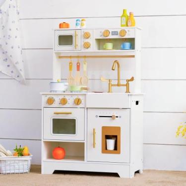 Imagem de Conjunto pequeno branco Wooden Play Kitchen Leeshyah com máquina de fa