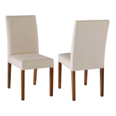 Imagem de Cadeira Alfa Madeira Maciça Cores Neutras Revestida Com Tecido Lindo Para Sala De Jantar Ou Cozinha