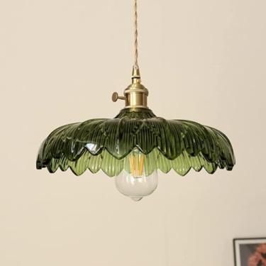 Imagem de Pingente De Vidro De Latão Vintage Japonês Lustre De Vidro Industrial Vintage Com Acabamento Em Latão De Vidro Verde Adequado Para Sala De Estar Sala De Jantar Quarto Cozinha Ilha Bar Balcã
