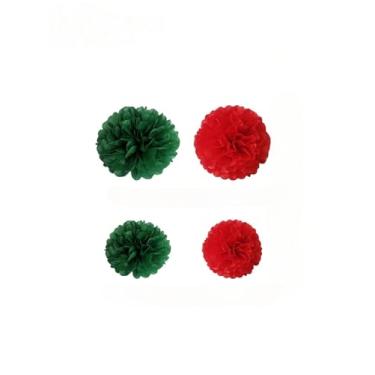 Imagem de (2 grandes + 1 bola vermelha pequena + 2 grandes + 1 pequena bola verde) guirlanda de bola de papel decorativa de festa de Natal, adequada para celebrações de véspera de Natal, aniversários e eventos
