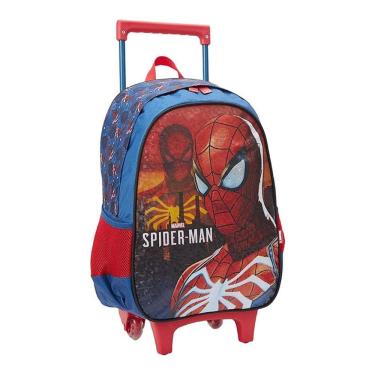 Imagem de Mochila Escolar Infantil com Rodinhas Spider Man 13350 Azul - Xeryus