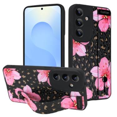 Imagem de MOWIME Capa para Samsung Galaxy S25 com alça de pulso, linda flor floral, leopardo, estampa de guepardo, capa de telefone TPU macio para mulheres e meninas, capa slim fit com pulseira ajustável