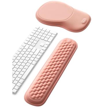 Imagem de Meatanty Conjunto de descanso de pulso para teclado e mouse, suporte ergonômico de almofada de pulso, combo de descanso de mão para computador, acessório de mesa de digitação de espuma de memória