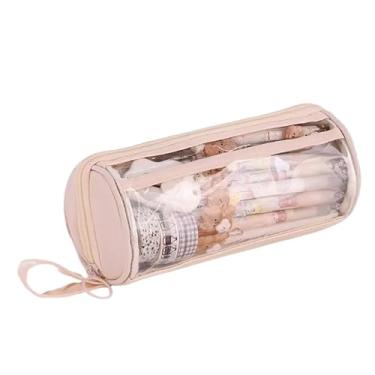 Imagem de Estojo de Lápis, Estojo Organizador Escolar Transparente Kawaii Lápis Necessaire Viagem Maquiagem Higiene Cosméticos(bege)