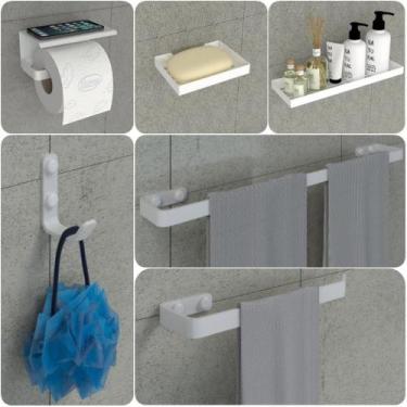 Imagem de Kit Acessórios Para Banheiro Branco 6 Peças MAX - MetalCromo