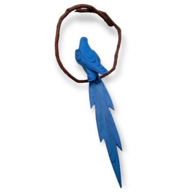 Imagem de Arara De Galho P - Azul - Madeira para Jardim Casa Sitio Chacara Artes