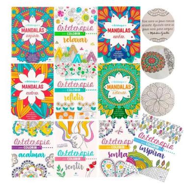 Imagem de Livro De Colorir Para Adultos Mandalas Arteterapia 8 Volumes - Ciranda