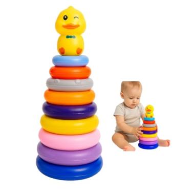 Imagem de Bruartt - Pirâmide Argola Empilhar Patinho Infantil 9 Andares Criança