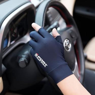 Imagem de Luvas de ciclismo com proteção solar, luvas antiderrapantes de malha de secagem rápida para esportes ao ar livre, pesca, direção