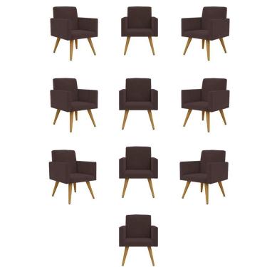 Imagem de Kit 10 Cadeiras Poltronas Decorativa - Escritório - Recepção Cor:marrom