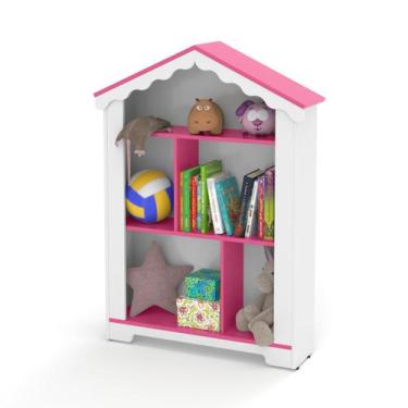 Imagem de Estante Infantil Casinha Magia Branco Com Rosa Quarto Decoração - Ofer