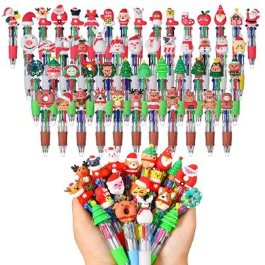 Imagem de Oneshow Canetas de festa de Natal, mini caneta de 4 cores para prêmios de sala de aula, canetas esferográficas multicoloridas para aniversários e festas, presentes em massa com incentivos estudantis