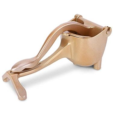 Imagem de Espremedor de liga de alumínio Sunicon, espremedor de mão resistente, espremedor portátil de suco de frutas, para limão, romã, laranja, ferramenta de cozinha (Gold)