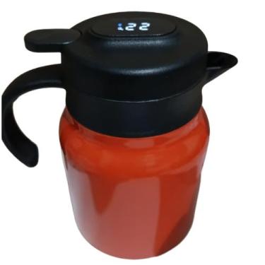 Imagem de Garrafa Térmica Premium com Display LED de Temperatura, 1L, Interior em Aço Inox, Tampa Anti-vazamento, Bico Anti-respingo, Ideal para Café e Chá (Laranja)
