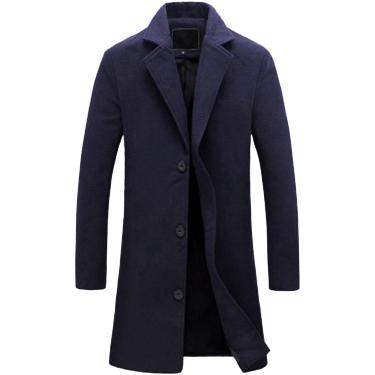 Imagem de Casaco De Inverno Masculino Longo Casaco De Lã De Negócios Slim Fit Casaco Masculino Trench Coat Casaco Ocidental De Abotoamento único Casaco De Inverno Jacet Business Cover B, Navy, XXL