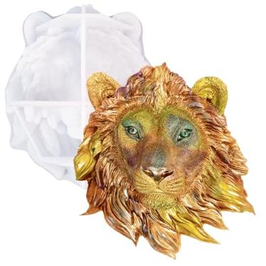 Imagem de 1 conjunto de moldes de resina para pendurar na parede com cabeça de leão pesada e grande, moldes de silicone, resina epóxi, artigos em forma de cabeça de leão, ornamentos para parede, jardim, porta